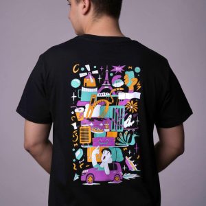 Vítek design přes celé záda Tričko Černé